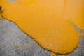 Selective focus on the yellow floor of freshly applied epoxy mortar system Royalty Free Stock Photo