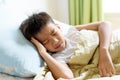 Young boy sick and sleep on the bed