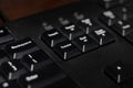 Selective focus. Zoomed in of old dusty keyboard. Royalty Free Stock Photo