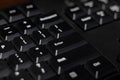 Selective focus. Zoomed in of old dusty keyboard. Royalty Free Stock Photo