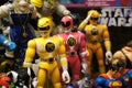 Selective focused of fictional character action figure from American kids TV series Power Rangers.