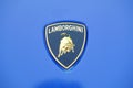 Selective focused on Lamborghini luxury commercial car brand emblem and logos.