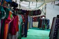 Selective focused view of garments in an Indian market