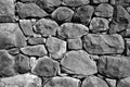 Selective grayscale focus of an old granite stone wall