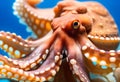 selective image of common octopus wiyh blue background Royalty Free Stock Photo