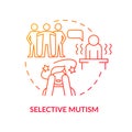 Selective mutism red gradient concept icon