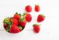 In selective of the red strawberry in ceramic bowl Royalty Free Stock Photo