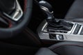 Selector automatic transmission with leather in the interior of a modern expensive car Royalty Free Stock Photo