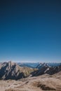 Selenar landscape on top Zugspitze in the Wetterstein mountains, hiking advenure under the clear sky in Alpen