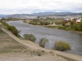 Selenga River and the outskirts of the city of Ulan-Ude. Buryatia.