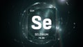 Selenium as Element 34 of the Periodic Table 3D illustration on green background