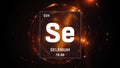 Selenium as Element 34 of the Periodic Table 3D illustration on orange background