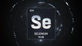 Selenium as Element 34 of the Periodic Table 3D illustration on silver background