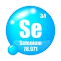 Selenium element icon. Atomic number 34. Selenium 78.971 mass. Vector Se symbol.