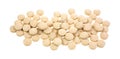 Selenium mineral tablets on white background