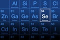 Selenium element on the periodic table with element symbol Se