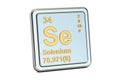 Selenium Se, chemical element sign. 3D rendering