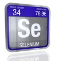 Selenium symbol in square shape with metallic border and transparent background with reflection on the floor. 3D render