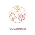Self acceptance red gradient concept icon