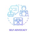 Self advocacy blue gradient concept icon