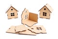 Self-assembly wooden toy house kit elements Royalty Free Stock Photo