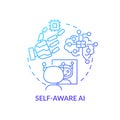 Self aware AI blue gradient concept icon