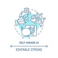 Self aware AI turquoise concept icon