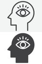 Self awareness line and solid vector icon set Royalty Free Stock Photo