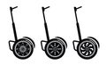 Self-balancing electric scooters on white