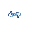 Self blame,hands pointer line icon concept. Self blame,hands pointer flat vector symbol, sign, outline illustration.