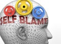 Self blame and human mind - pictured as word Self blame inside a head to symbolize relation between Self blame and the human