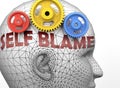 Self blame and human mind - pictured as word Self blame inside a head to symbolize relation between Self blame and the human