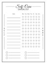 Self care task list minimalist planner page design
