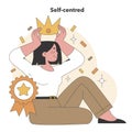 Self-centred trait illustrated within Big Five Personality framework. Flat vector illustration