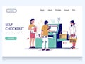 Self checkout vector website landing page design template Royalty Free Stock Photo