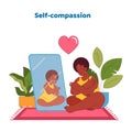 Self-compassion theme. Vector illustration Royalty Free Stock Photo