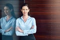 Self-confidence is the first requisite to great undertakings. a confident businesswoman posing outside the office.