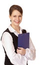 Self confident businesswoman with clipboard