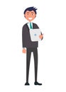 Self-Confident Man in Elegant Suit Vector Illustration