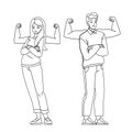 Self Confident Man And Woman Feeling Power Vector