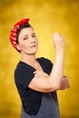 Rosie riveter woman dungarees assertiveness Royalty Free Stock Photo