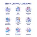 Self control concept icons set Royalty Free Stock Photo