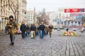 Self defense group marching in Kiev