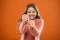Self defense strategies kids can use against bullies. Girl hold fists ready attack or defend. Girl child cute but strong Royalty Free Stock Photo
