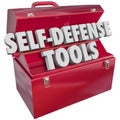 Self-Defense Tools Red Metal Toolbox 3d Words Royalty Free Stock Photo