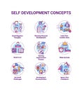 Self development concept icons set