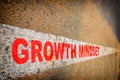 Growth mindset word on asphalt road with sand and white marking line Royalty Free Stock Photo