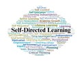 Self-Directed Learning Word Cloud. Keywords in Autonomy, Motivation, and Learning Mastery Royalty Free Stock Photo