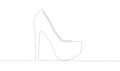 Self drawing animation of one line drawing of high heel shoe