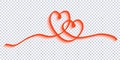 Self drawing one line icon hearts Royalty Free Stock Photo